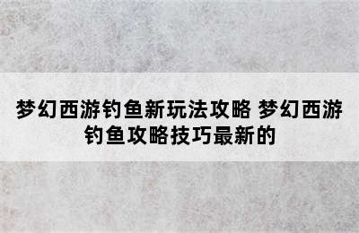 梦幻西游钓鱼新玩法攻略 梦幻西游钓鱼攻略技巧最新的